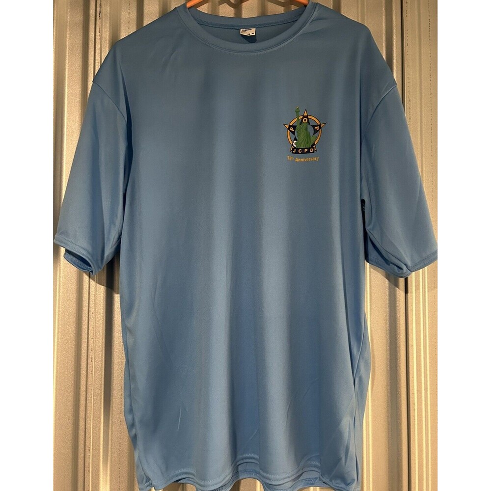 JCPD Jersey city Police Department 75th Anniversary T Shirt Large FOP Blue